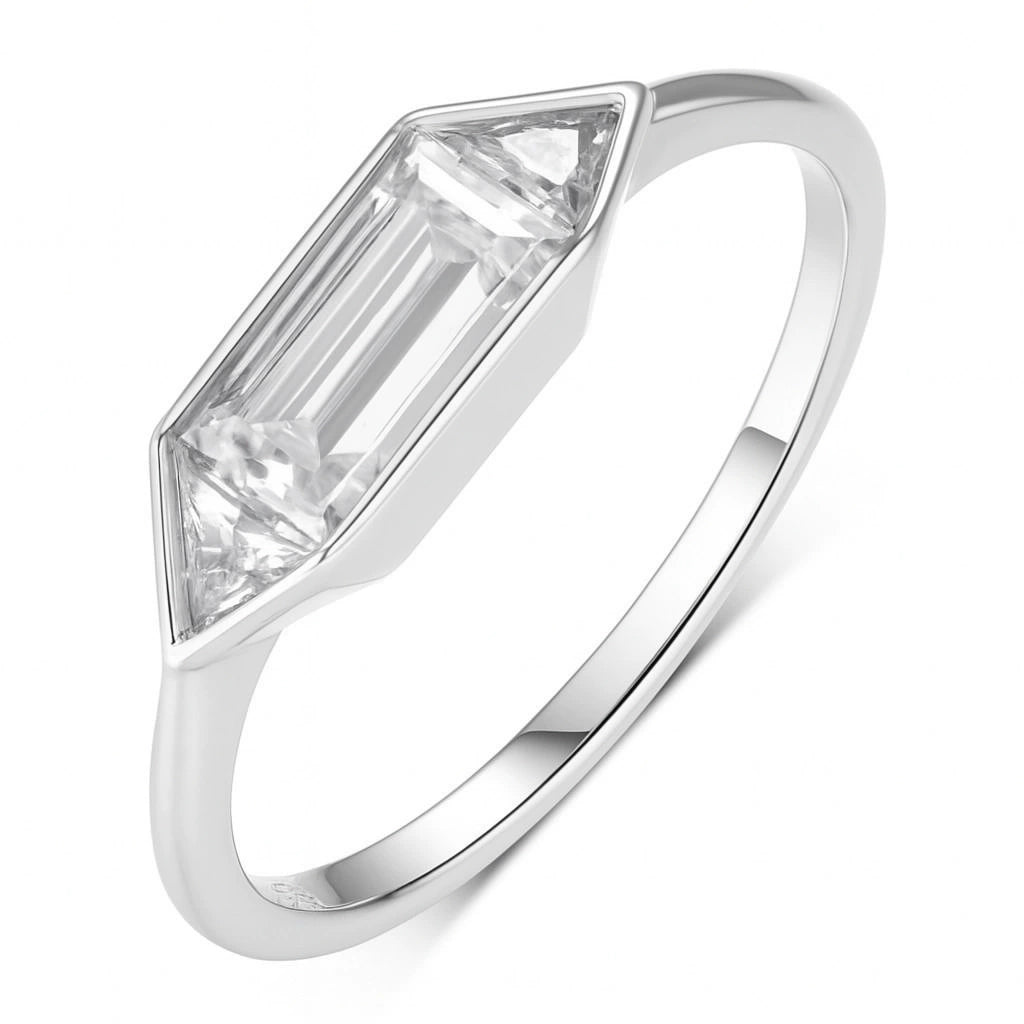 Baguette CZ Bezel Solitaire Ring