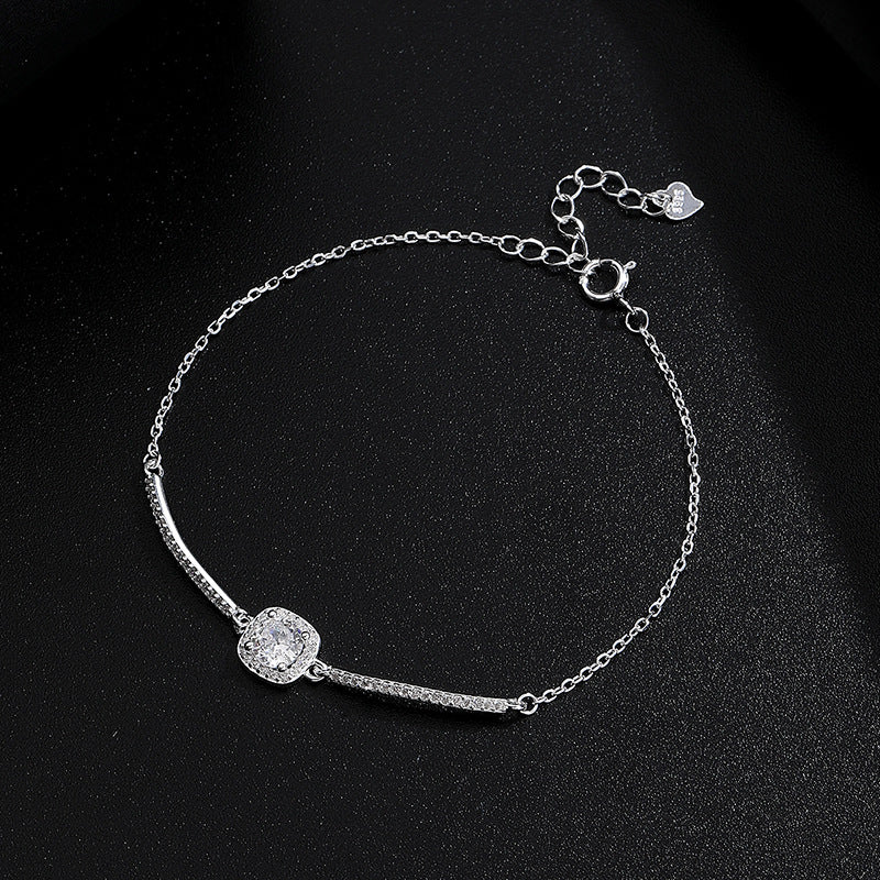 Adjustable 925 Sterling Silver Square Diamond Bracelet