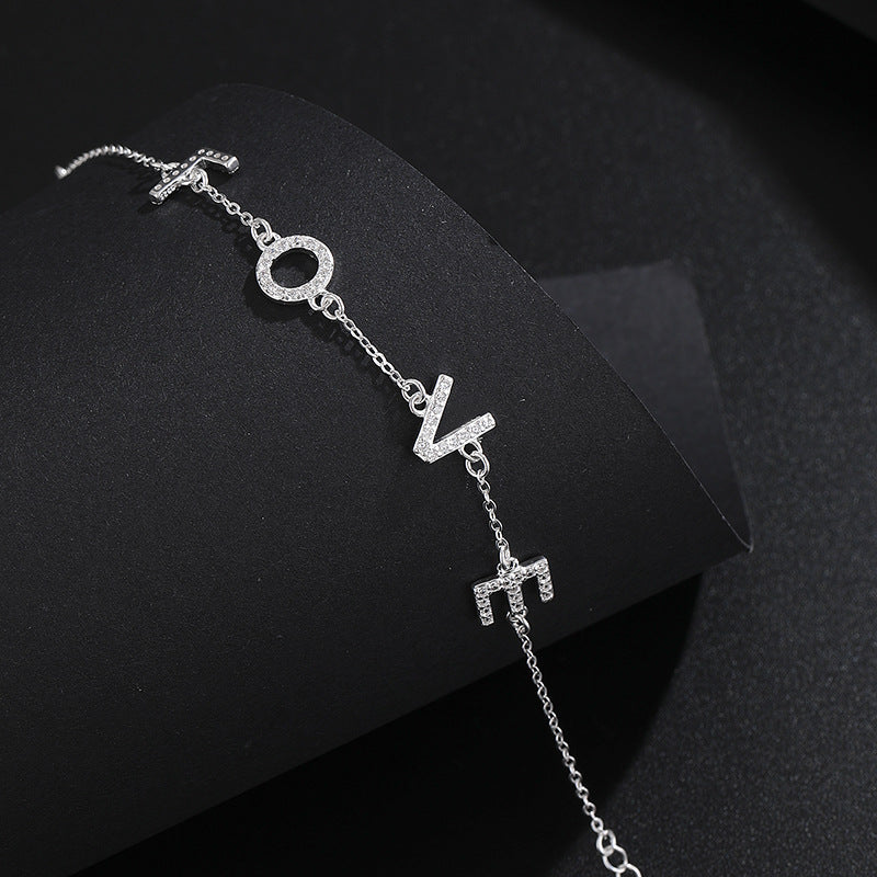 925 Sterling Silver Love Bracelet Adjustable women