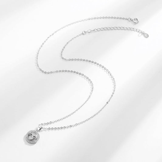 Angel Wings Round Women's Pendant Silver Necklace-S925