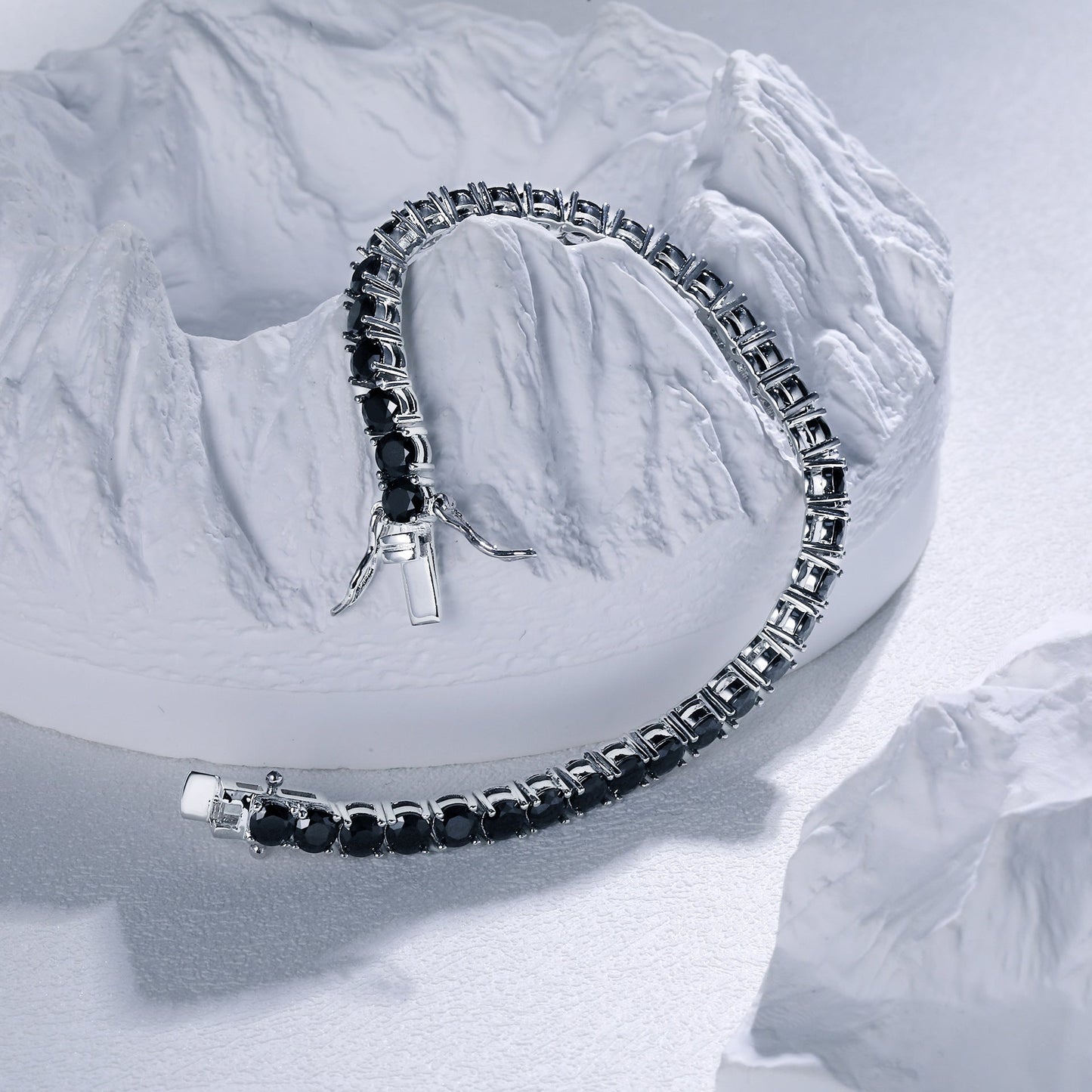 Hip Hop 4mm Black Nano Zirconia Bracelet with Figure-Eight Clasp