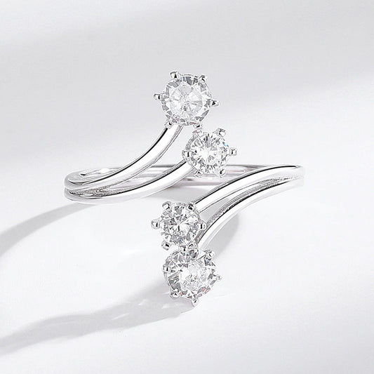 s925 Zircon Open Ring - Retro Personality Ring
