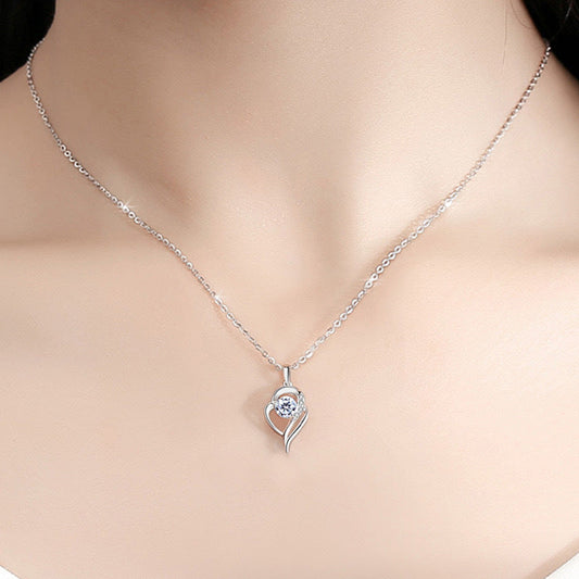 S925 Heartstring Moissanite Pendant Silver Necklace