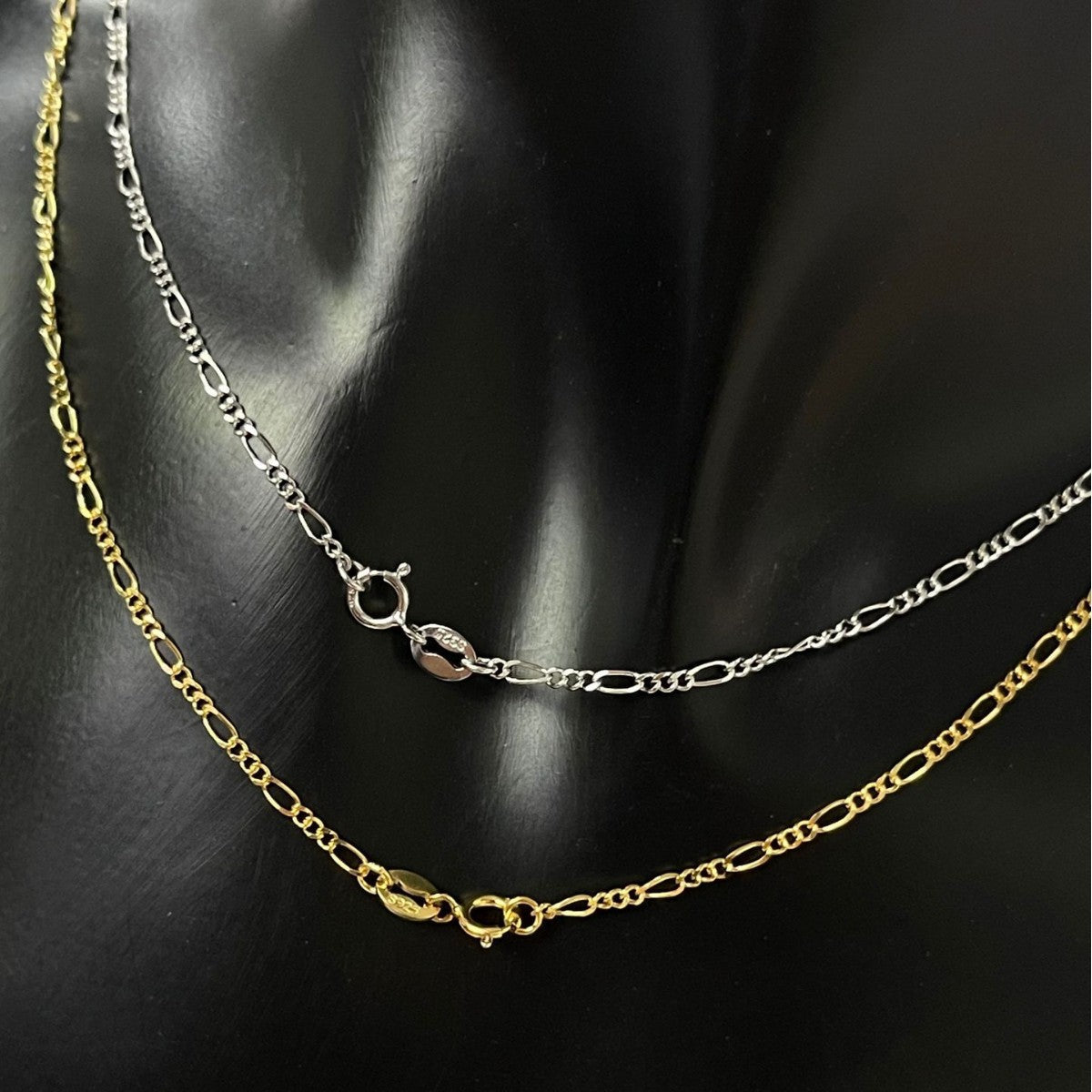 S925 DIY Silver Necklace Figaro Chain Stacking Men's Women's