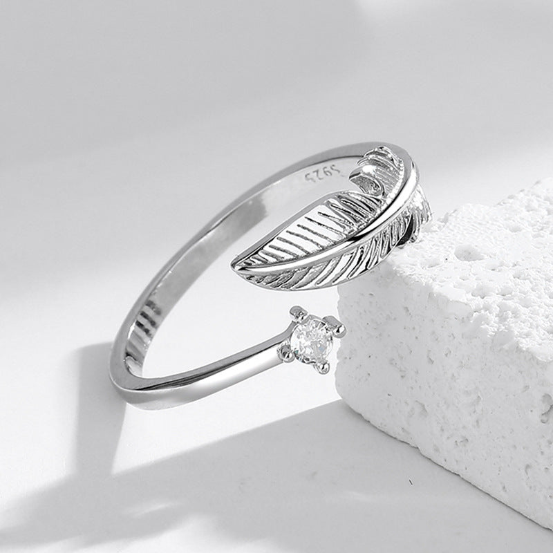 925 Sterling Silver Feather Ring