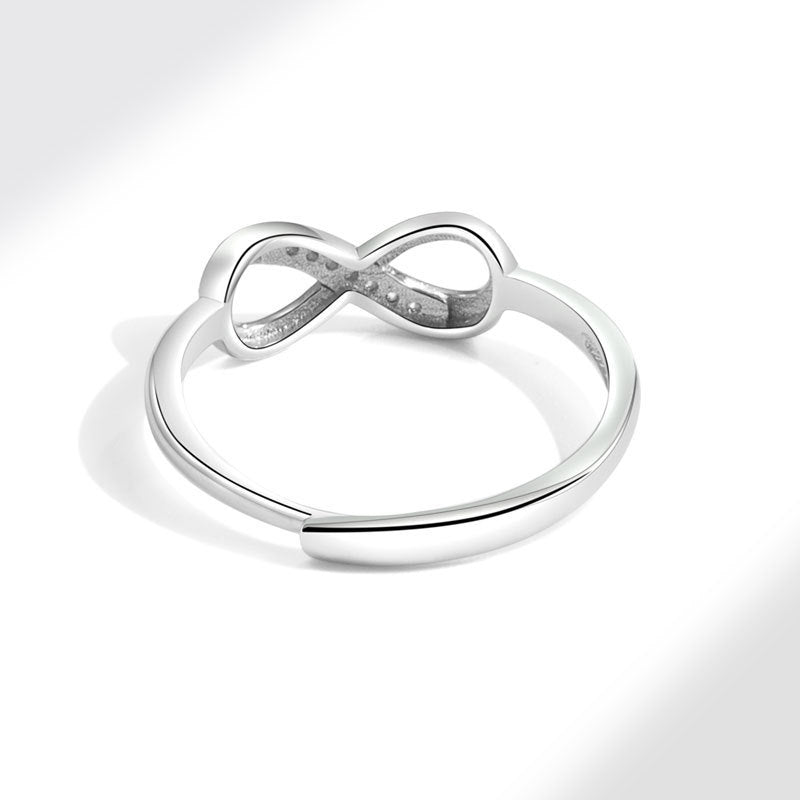 S925 Diamond Infinity Love Silver Ring - Adjustable 8-Shaped