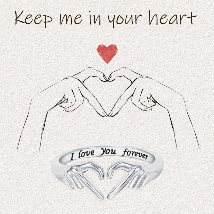 S925 Sterling Silver Heart-Shaped Ring - Love You
