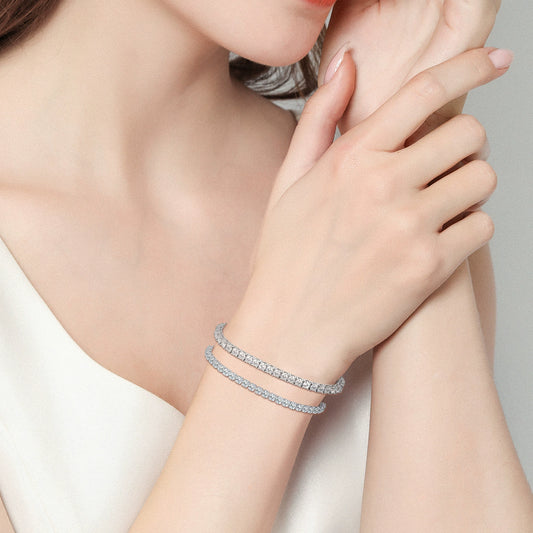 3/4mm Belt Buckle Tennis Bracelet with Four-Prong Setting Zircon
