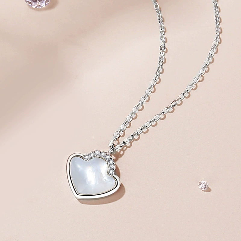 Mother-of-Pearl Heart Pendant Necklace