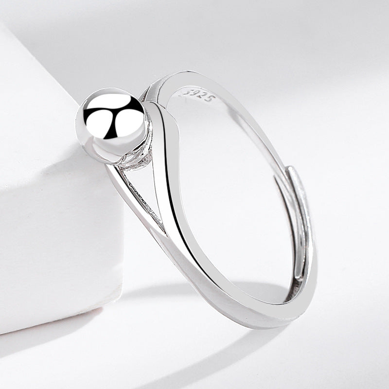 S925 Geometric Spherical Silver Ring Adjustable
