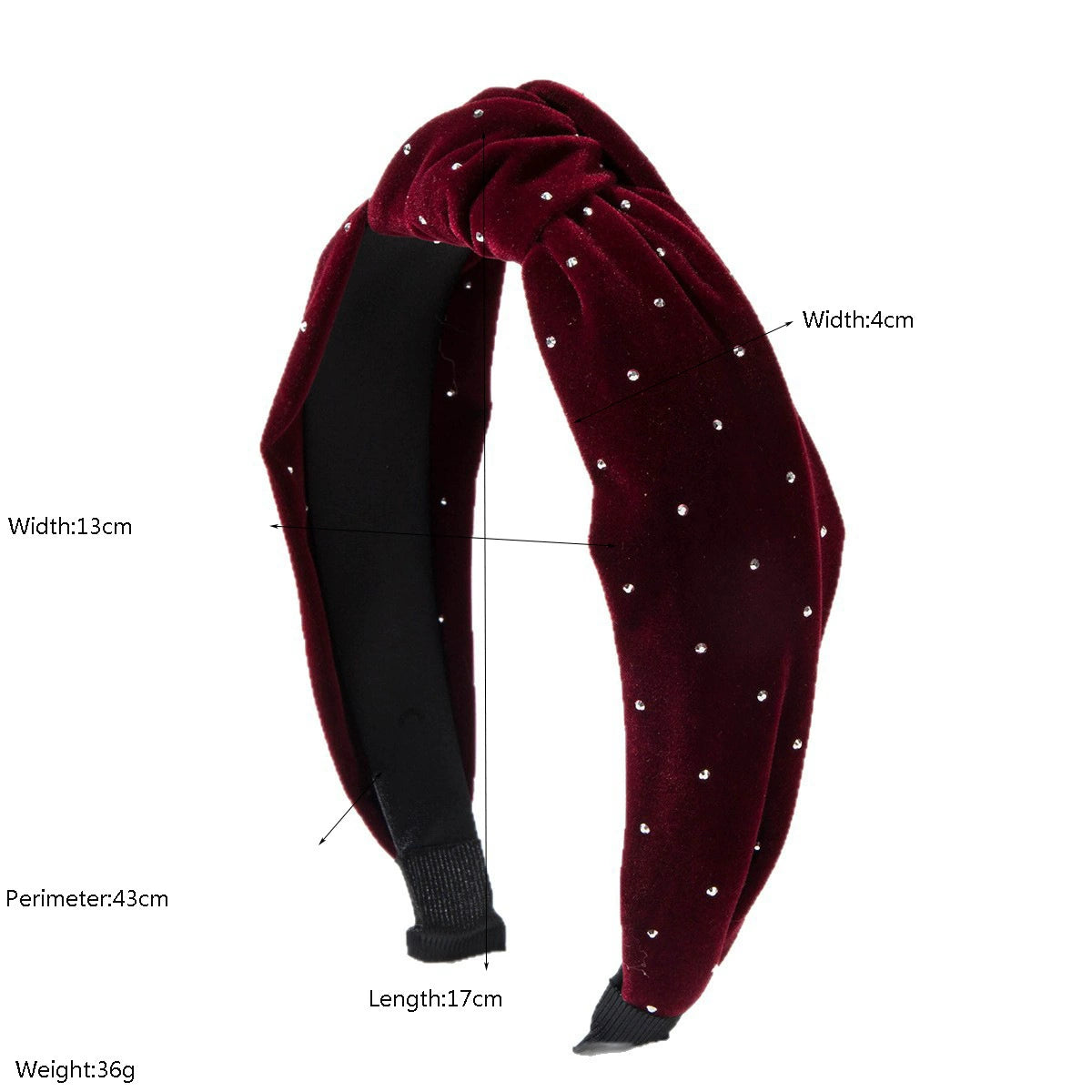 Retro Rhinestone Velvet Solid-Color Headband / Hair Accessory