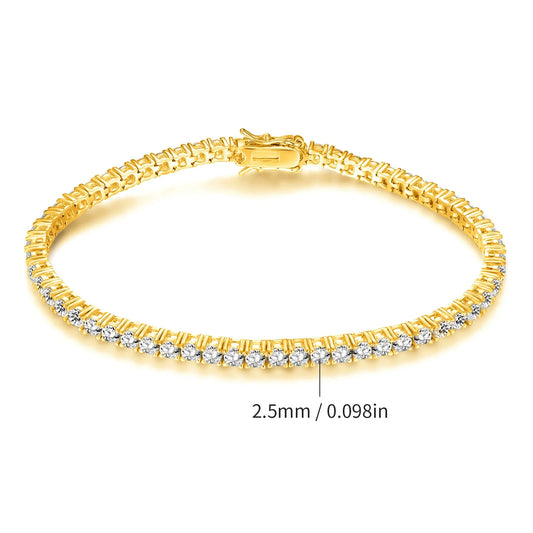 2.5mm/3.5mm four-prong zircon-set tennis bracelet for men and women