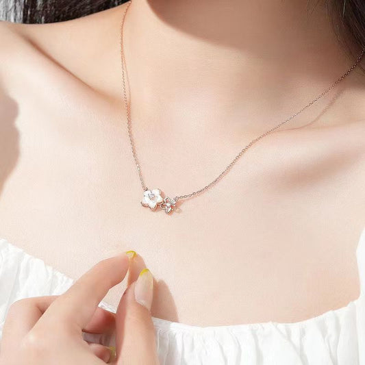 S925 Sterling Silver Cherry Blossom Necklace