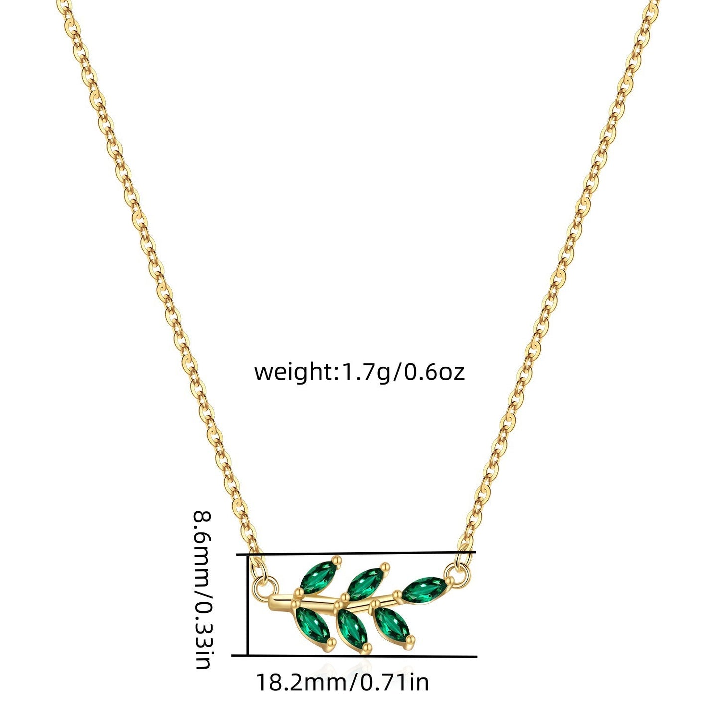 Sterling Silver Earrings Necklace Set - with Green leaves Design