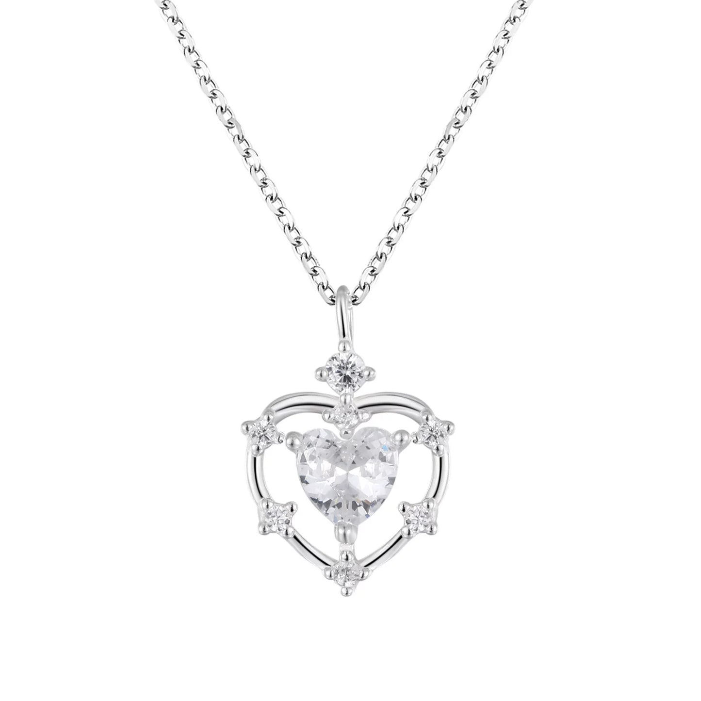 Open Heart CZ Pendant Necklace | 925 Sterling Silver