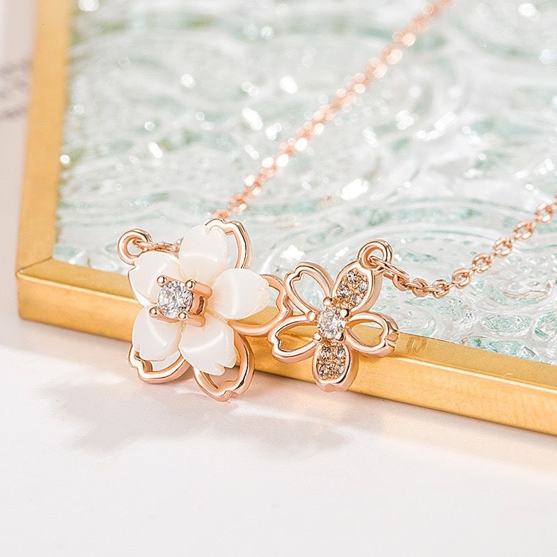 S925 Sterling Silver Cherry Blossom Necklace