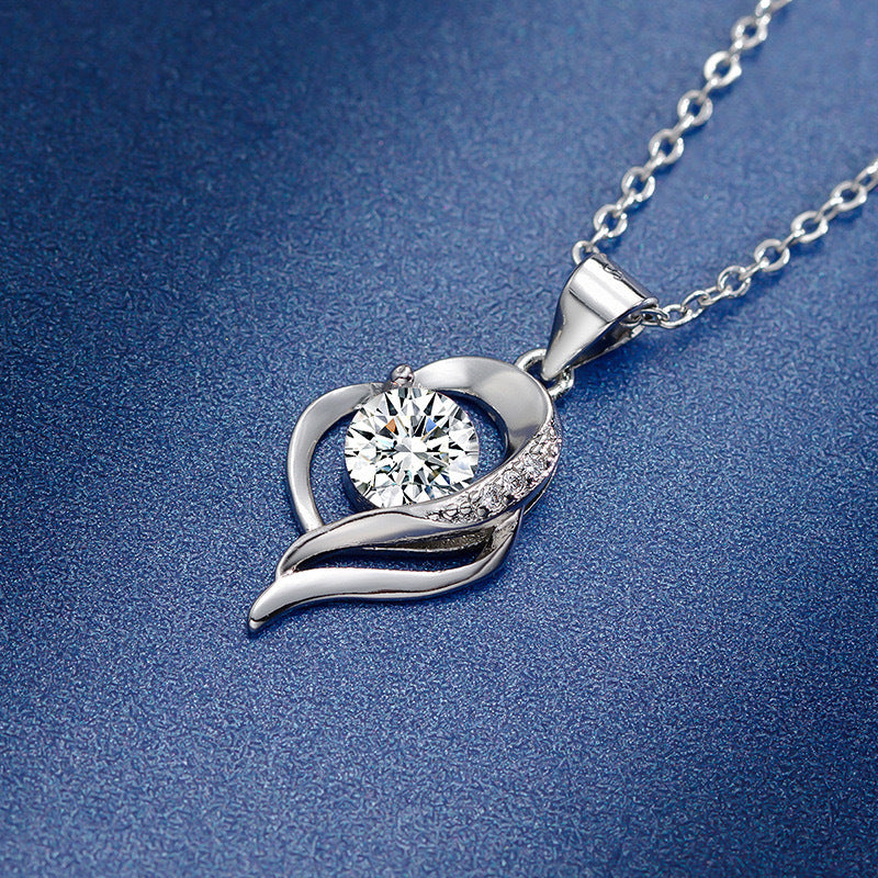 S925 Heartstring Moissanite Pendant Silver Necklace