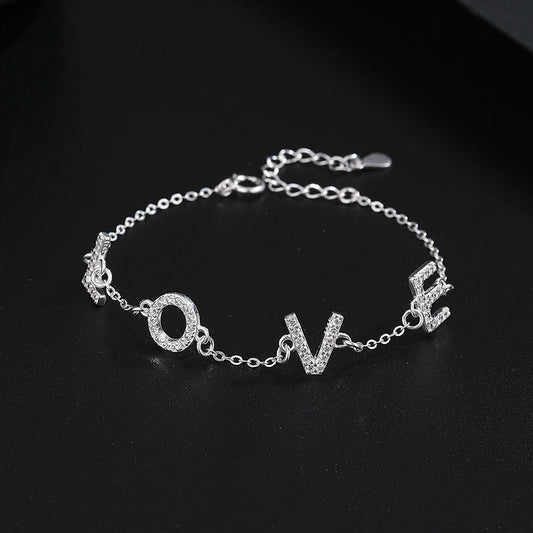 925 Sterling Silver Love Bracelet Adjustable women