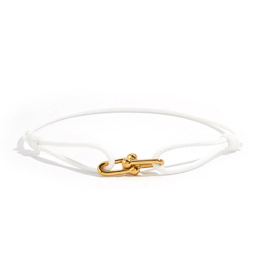 Hand-Woven Rope Bracelet with Horseshoe Clasp