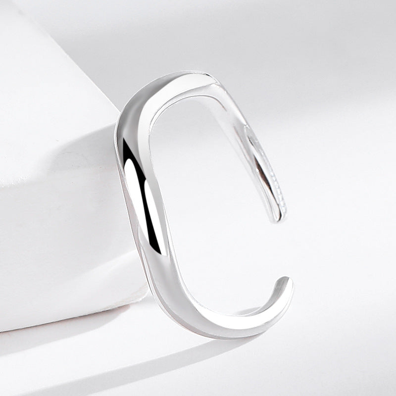 S925 Wave Flowing lines Silver Ring Open Adjustable