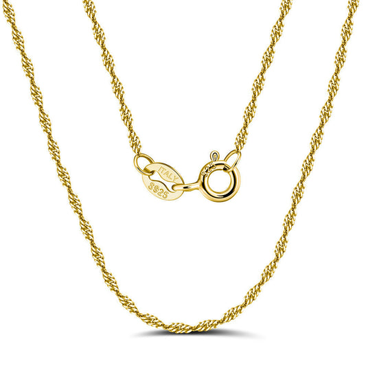 925 Sterling Silver Necklace Wave Chain Men Women