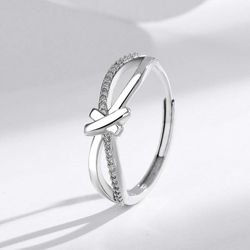 s925 Sterling Silver Hollow Interwoven Ring