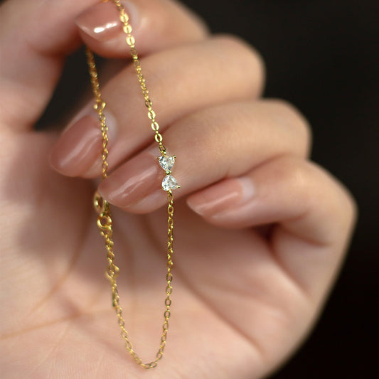 925 Sterling Silver Diamond Bow Bracelet