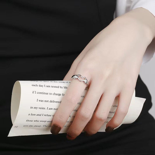 S925 Sterling Silver Heart-Shaped Ring - Love You