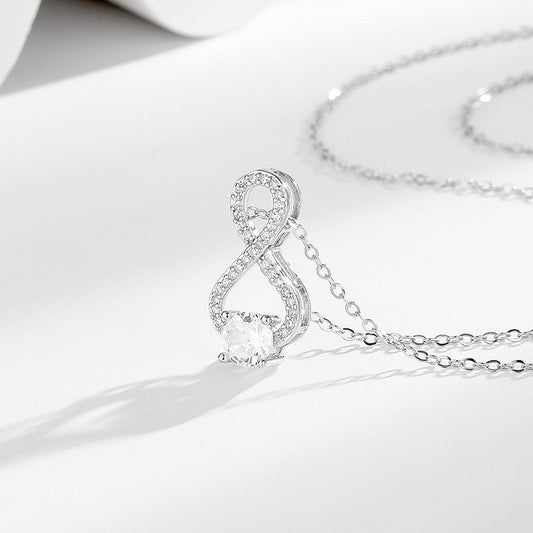 Infinity SymbolDiamond Pendant Silver Necklace S925