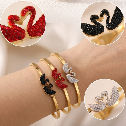 Non-fading gold-plated titanium steel swan Bangle