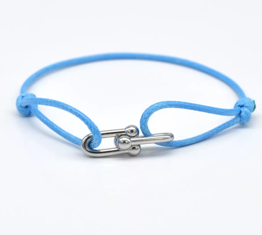 Hand-Woven Rope Bracelet with Horseshoe Clasp