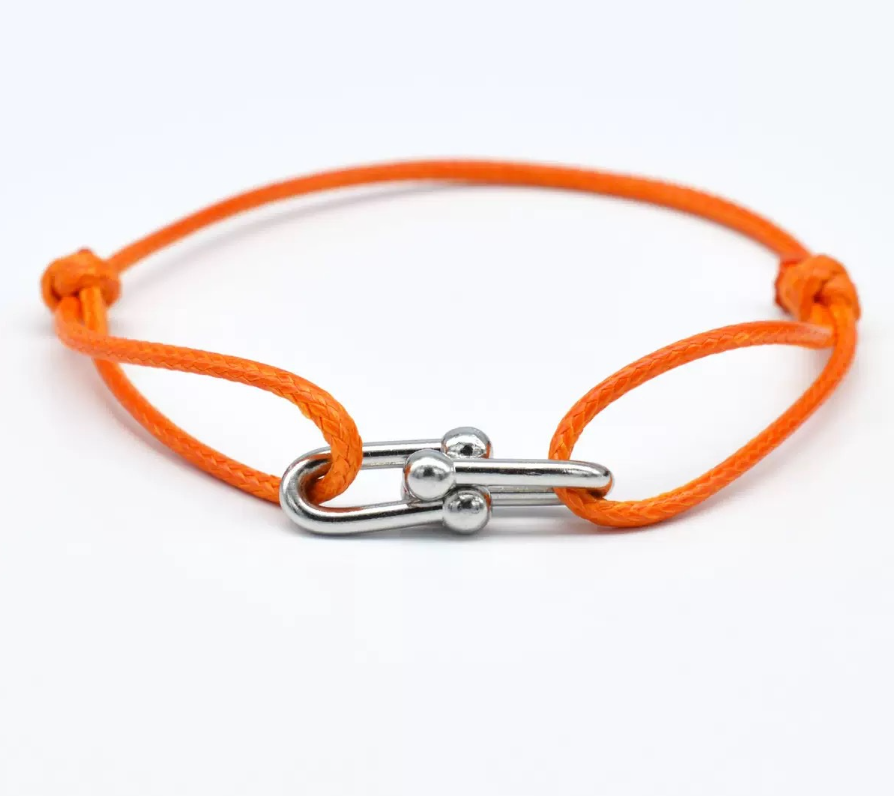 Hand-Woven Rope Bracelet with Horseshoe Clasp