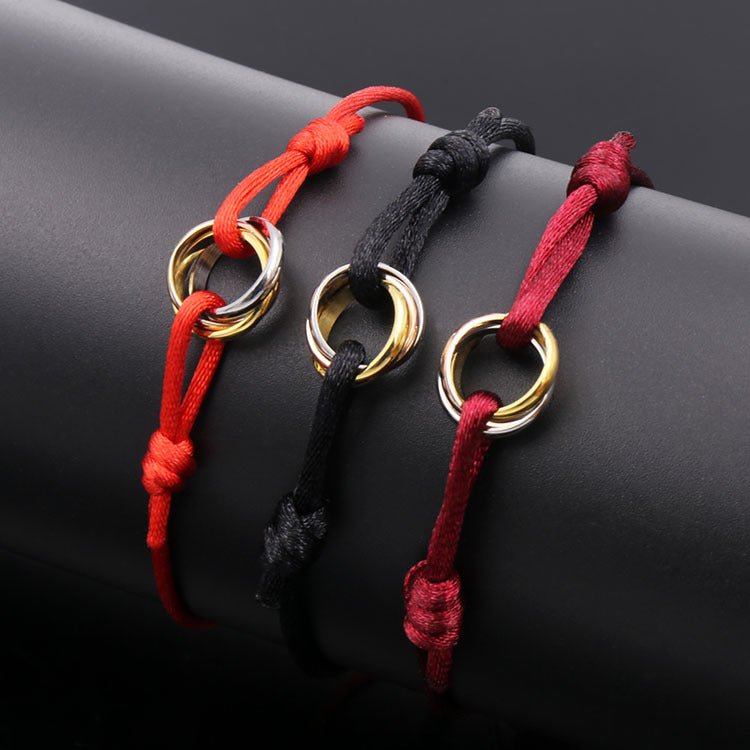 Three-ring circular lucky braided bracelet