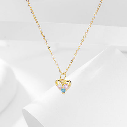 s925 Sterling Silver Heart Necklace Set - Earrings
