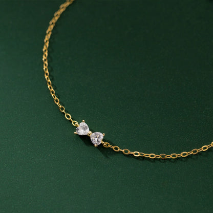 925 Sterling Silver Diamond Bow Bracelet