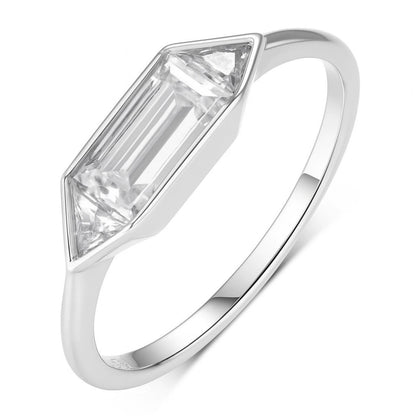 Baguette CZ Bezel Solitaire Ring