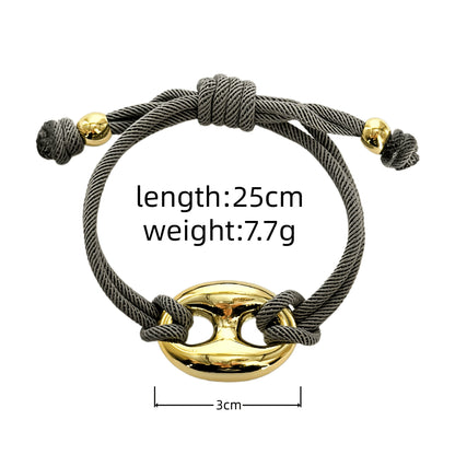 Multicolor "Pig Nose" Oval Braided Cord Bracelet