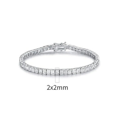 3x3 Square Zircon Tennis Bracelet with Figure-Eight Clasp, Unisex