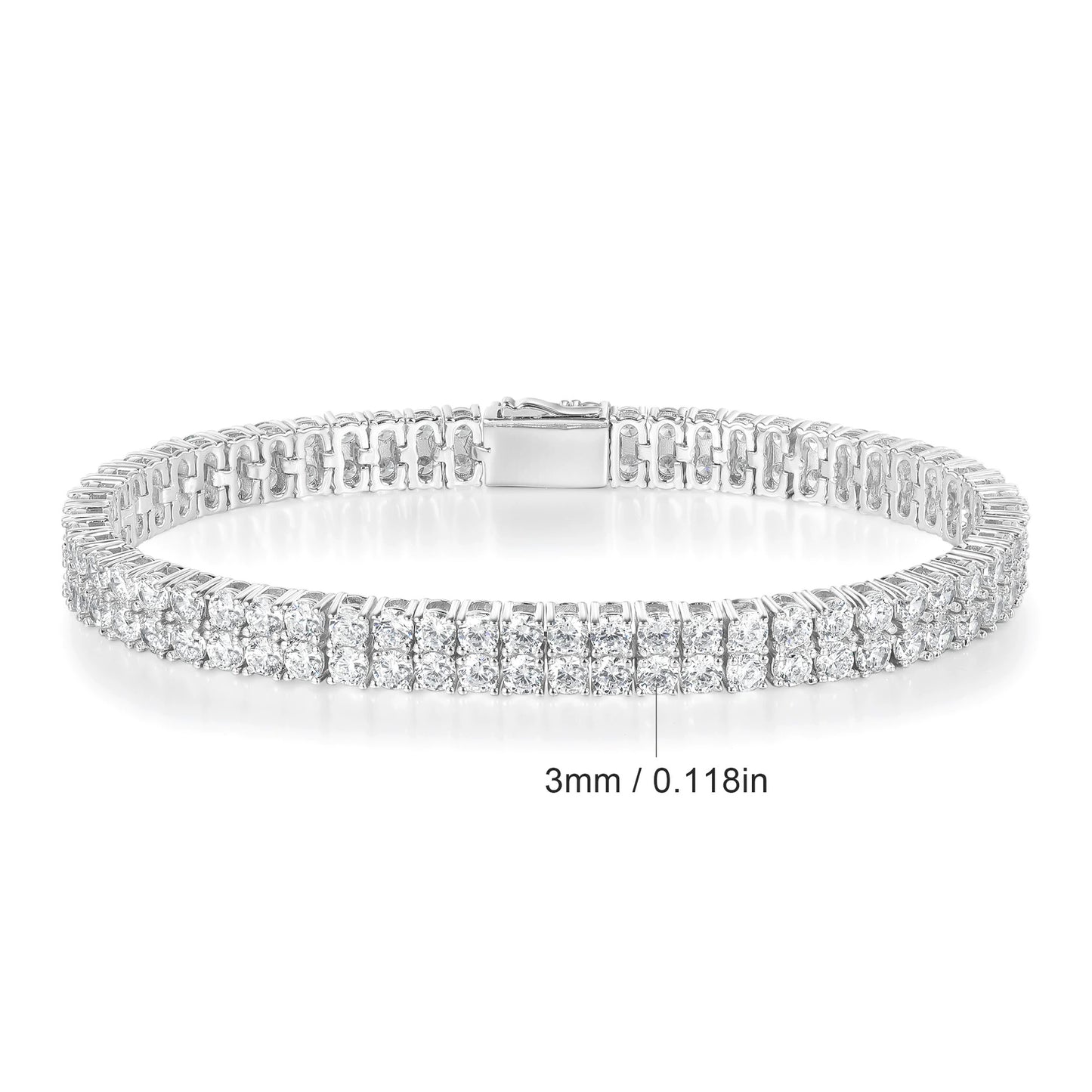 Hip Hop 3mm Zircon Double-Row Tennis Bracelet, Unisex