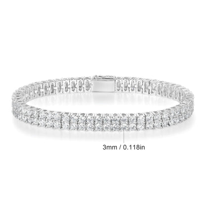 Hip Hop 3mm Zircon Double-Row Tennis Bracelet, Unisex