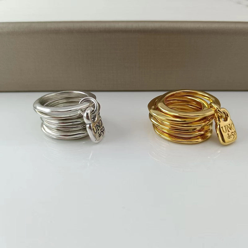 UNOde50 Six-Ring Pendant Ring, Stackable and Detachable