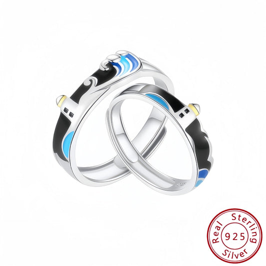 Lovers' Rings S925 Silver Couple Rings for Men and Women Wedding Rings