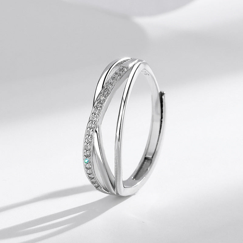S925 Silver Interwoven Diamond Ring