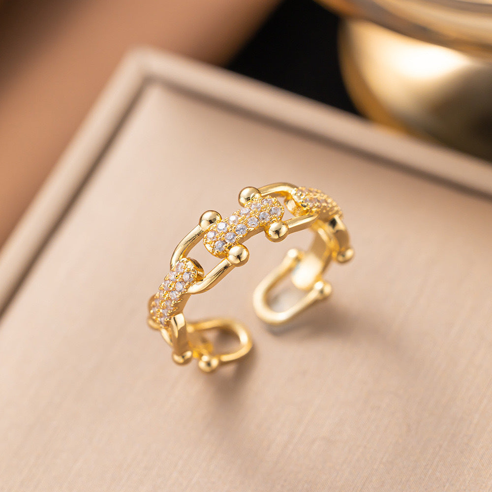 925 Sterling Silver Zircon Chain Ring