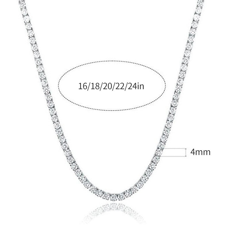 Classic 18K Gold Plated 4-Prong Zircon Tennis Necklace (2mm, 3mm, 4mm, 5mm, 6mm)