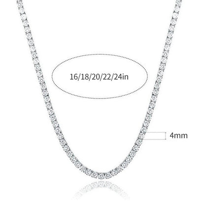 Classic 18K Gold Plated 4-Prong Zircon Tennis Necklace (2mm, 3mm, 4mm, 5mm, 6mm)