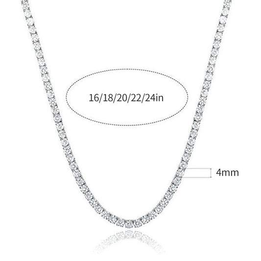 Classic 18K Gold Plated 4-Prong Zircon Tennis Necklace (2mm, 3mm, 4mm, 5mm, 6mm)