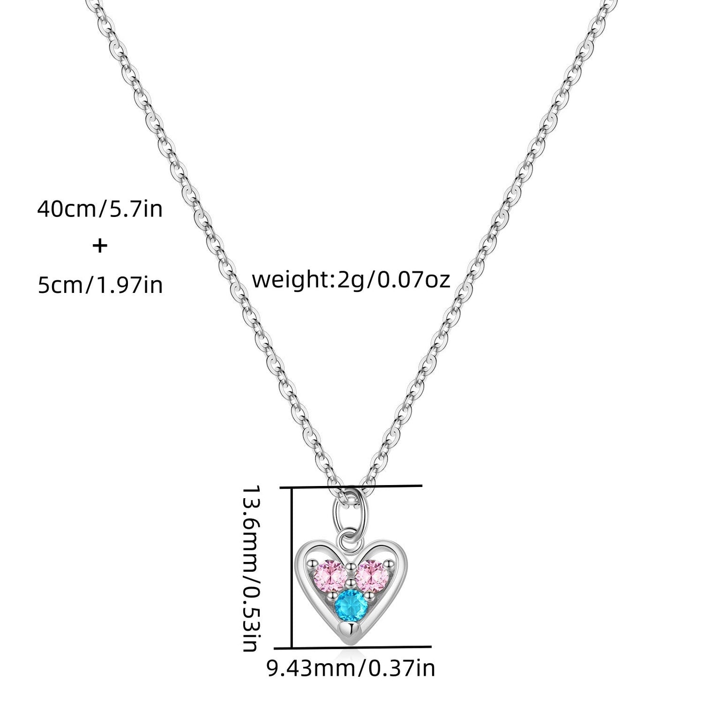 s925 Sterling Silver Heart Necklace Set - Earrings