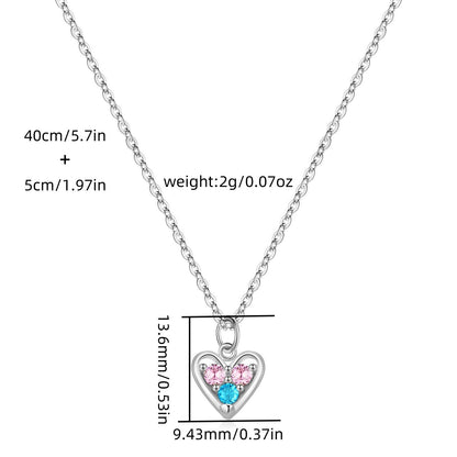 s925 Sterling Silver Heart Necklace Set - Earrings