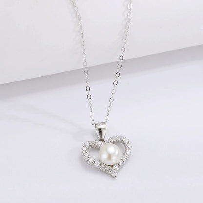 Pearl Heart Pavé CZ Necklace